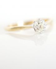 Antiker schöner Ring mit 0,40ct Diamant Solitär aus 750 Gelbgold + Platin B3699